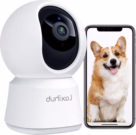 Telecamera di sicurezza per interni a 360° con risoluzione HD 1080p per neonati e animali domestici