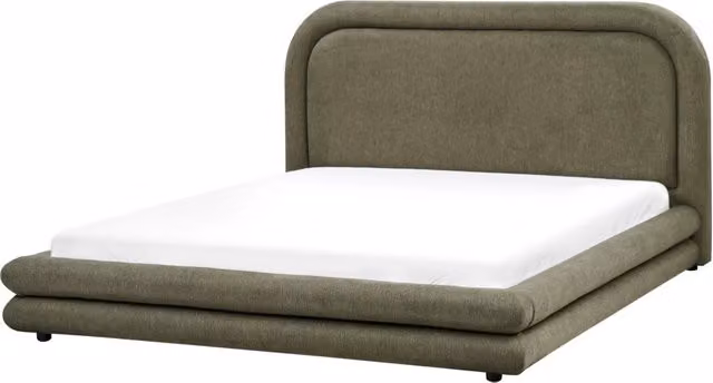 Letto imbottito in tessuto verde con testiera e giroletto 160 x 200 cm camera da letto elegante