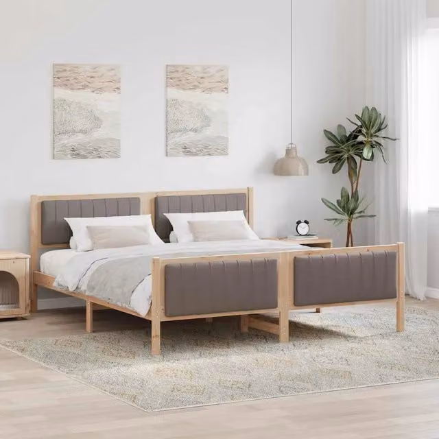 Struttura del letto con testiera-Giroletto con Testiera Marrone e taupe 180 x 200 cm 306345