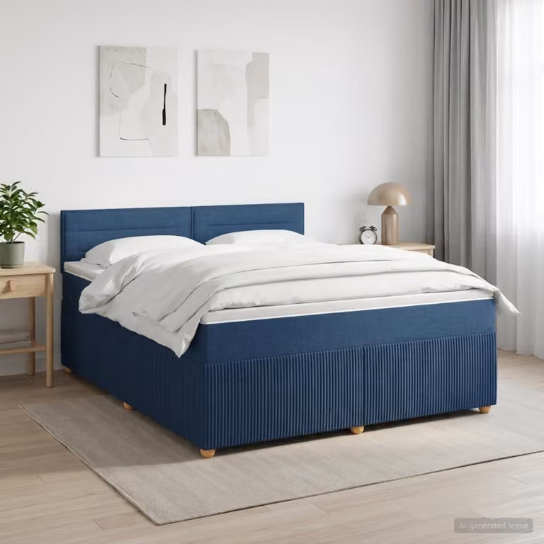 Maison Exclusive - Letto boxspring con materasso e testiera blu 180 x 200 cm in tessuto