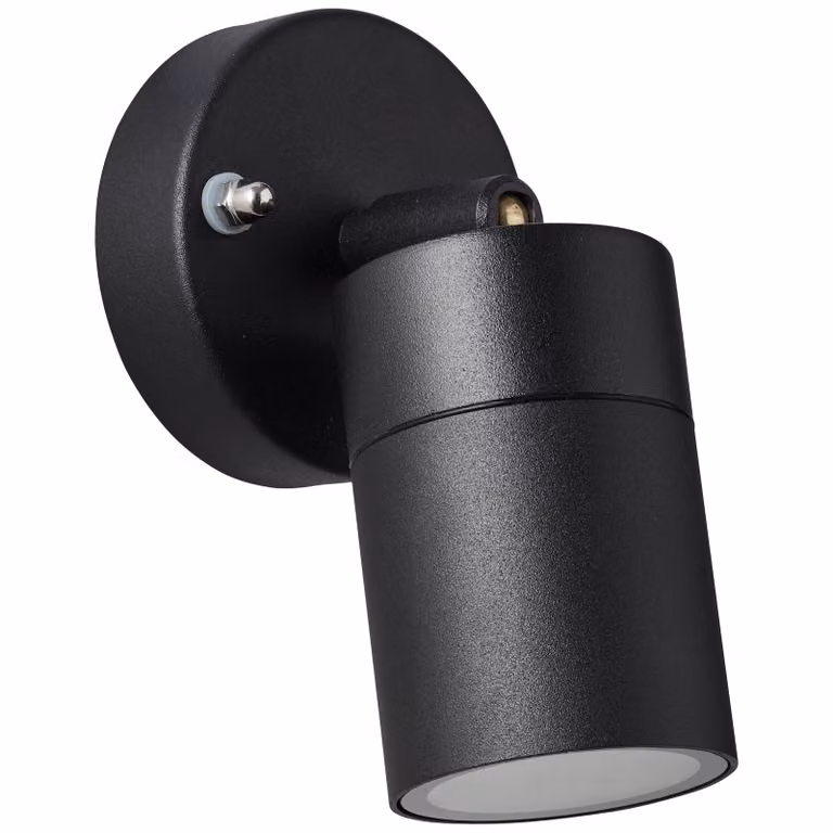 BRILLANTE faretto da parete nero per esterni JANDY | testa orientabile | dimmerabile con una sorgente luminosa adeguata | 1x presa GU10 max. 10 watt | metallo/vetro | IP44