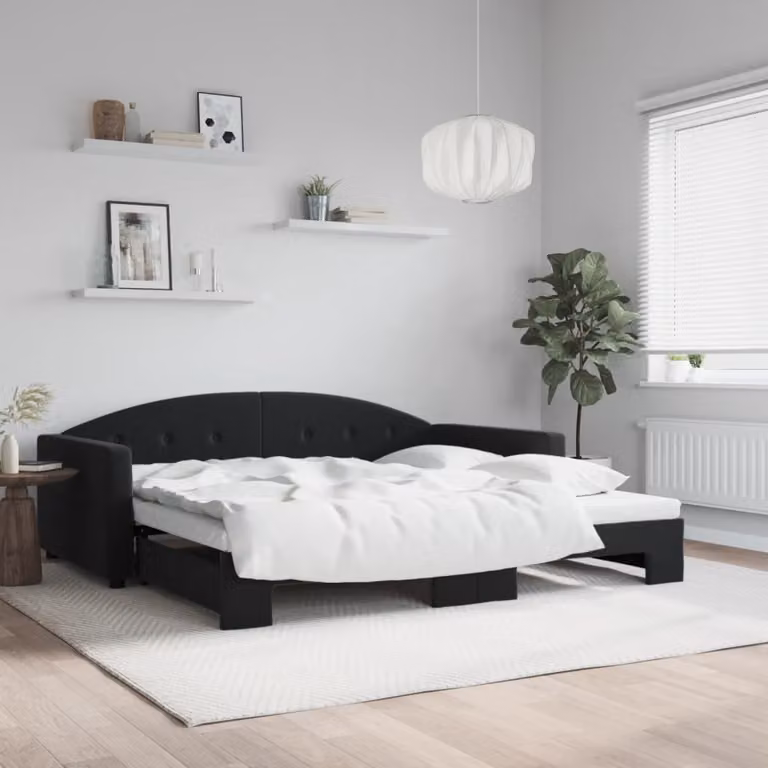 vidaXL Divano Letto con Letto Estraibile in Velluto Nero