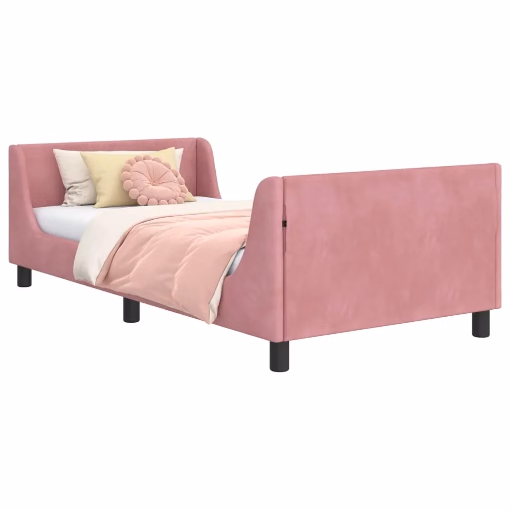 Struttura letto per bambini vidaXL in velluto rosa con testata, L 80 x P 200 cm – 2