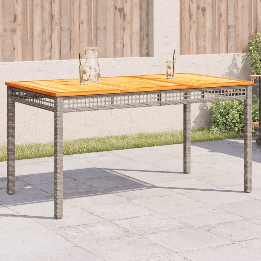 Maison Exclusive - Tavolo da giardino grigio, 140x80x75 cm, in rattan sintetico e legno di acacia