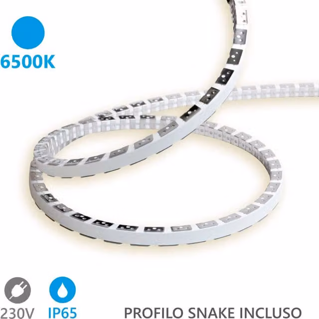 Alcapower Striscia LED Snake Flex 20m 230V 12W/m 6500K IP65 - Bobina professionale flessibile ad alta luminosità con tecnologia SMD 2835