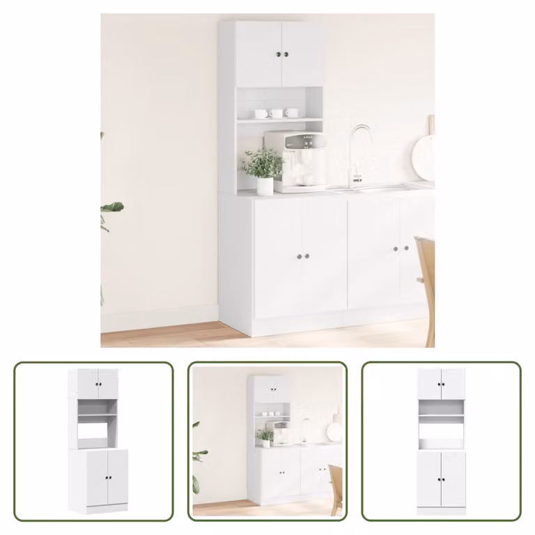 The Living Store Armadio da cucina bianco 60x50x180 cm Materiale legno