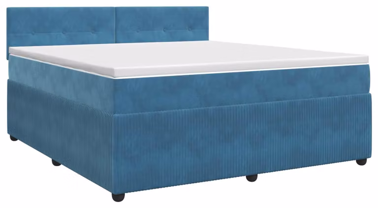 Letto a molle con materasso blu scuro 140 x 200 cm in velluto