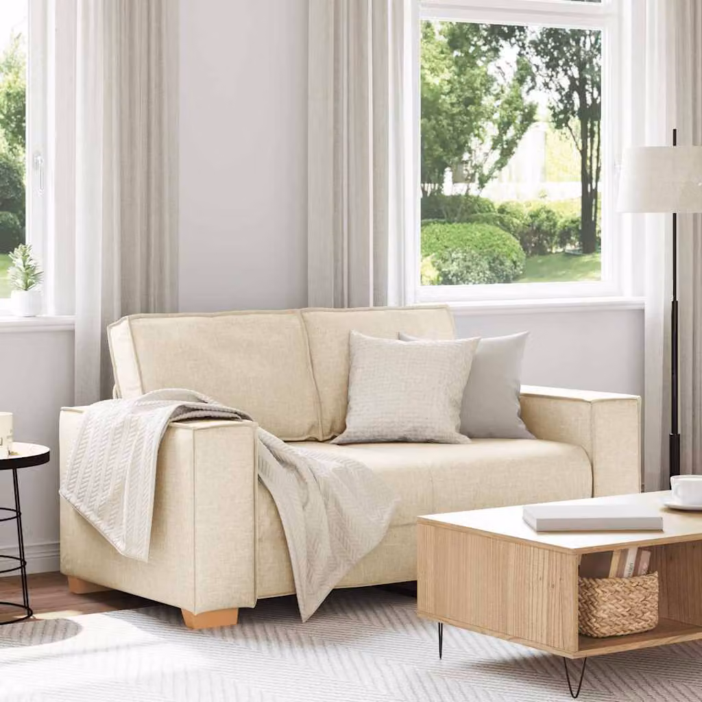 Divano a 2 posti moderno vidaXL in tessuto beige con struttura mista L: 160 cm, P: 78 cm, H: 84 cm