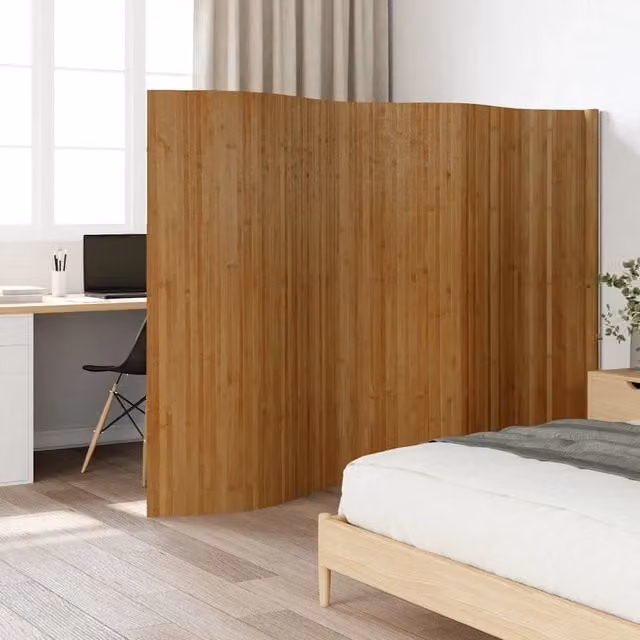 Divisorio per ambienti in bambù marrone con design minimalista, Larghezza: 400 cm, Altezza: 165 cm