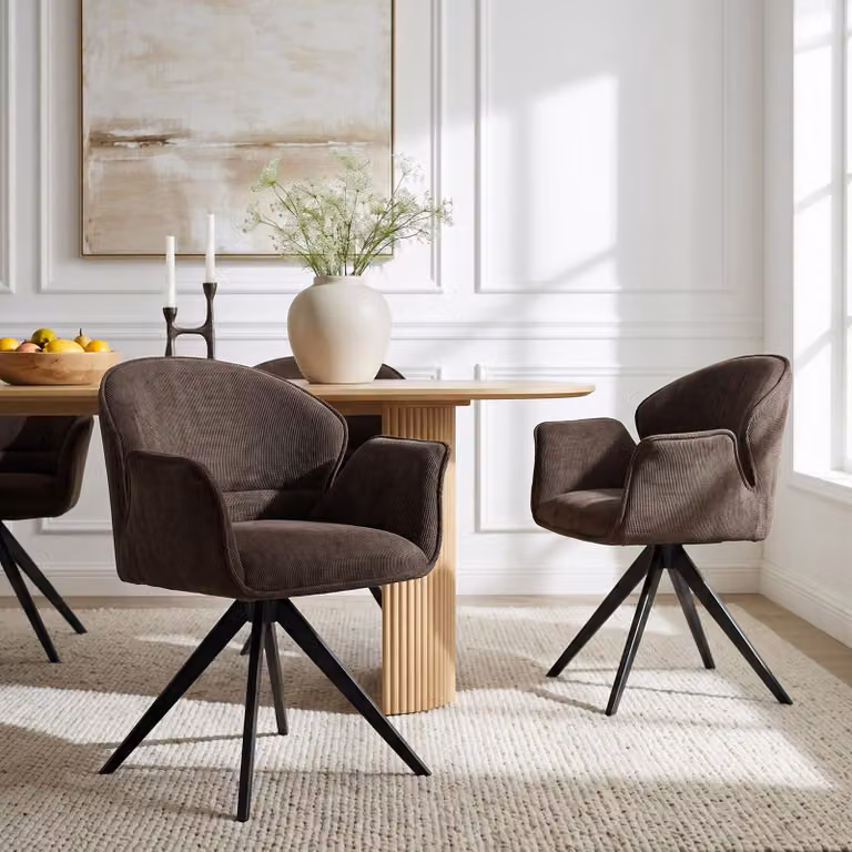 Set di 2 sedie da pranzo GIRONA, grigio pietra - Sedia imbottita con struttura in metallo dal design a ragnatela, sedia da cucina con schienale arrotondato e braccioli, ideale per la zona pranzo.
