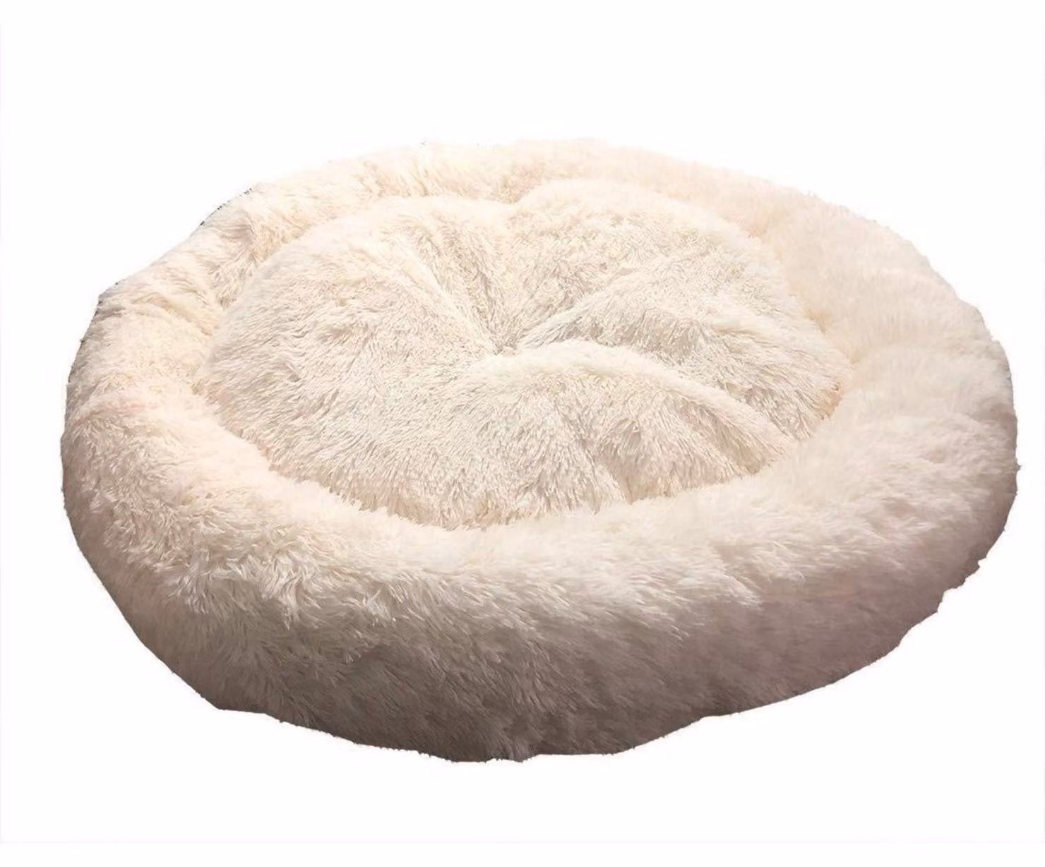 Cuccia per cani, forma a ciambella, in peluche, lavabile, colore bianco, taglia XXL (120 cm)