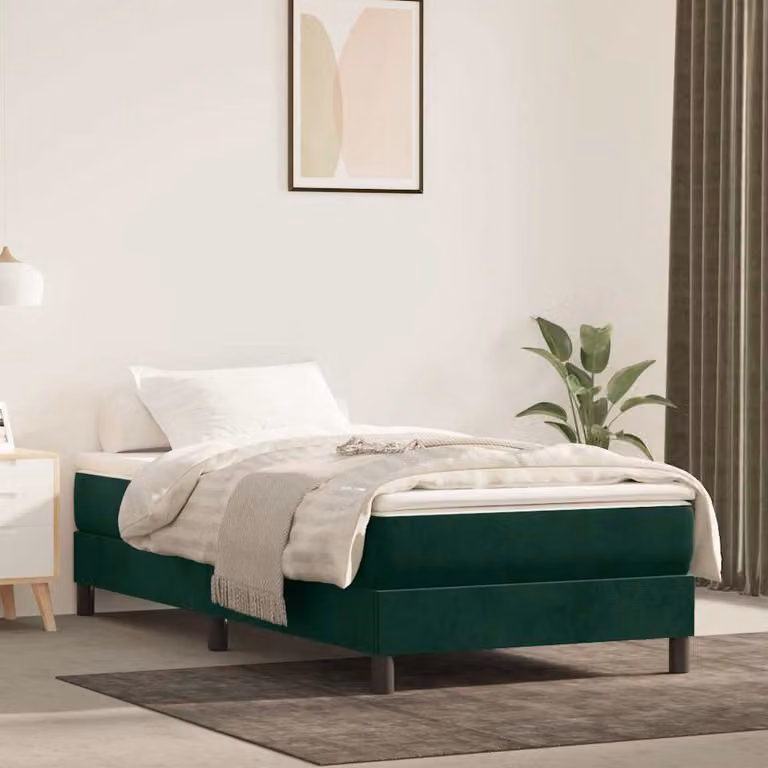 vidaXL Struttura Letto a Rete a Molle in Velluto Verde con L/P: 90 x 200 cm