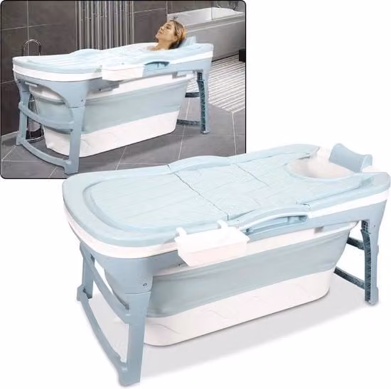 Ligbad opvouwbaar per adulti - Bagno da letto pieghevole - Bagno da letto libero - XL-132x60x50cm - Blu