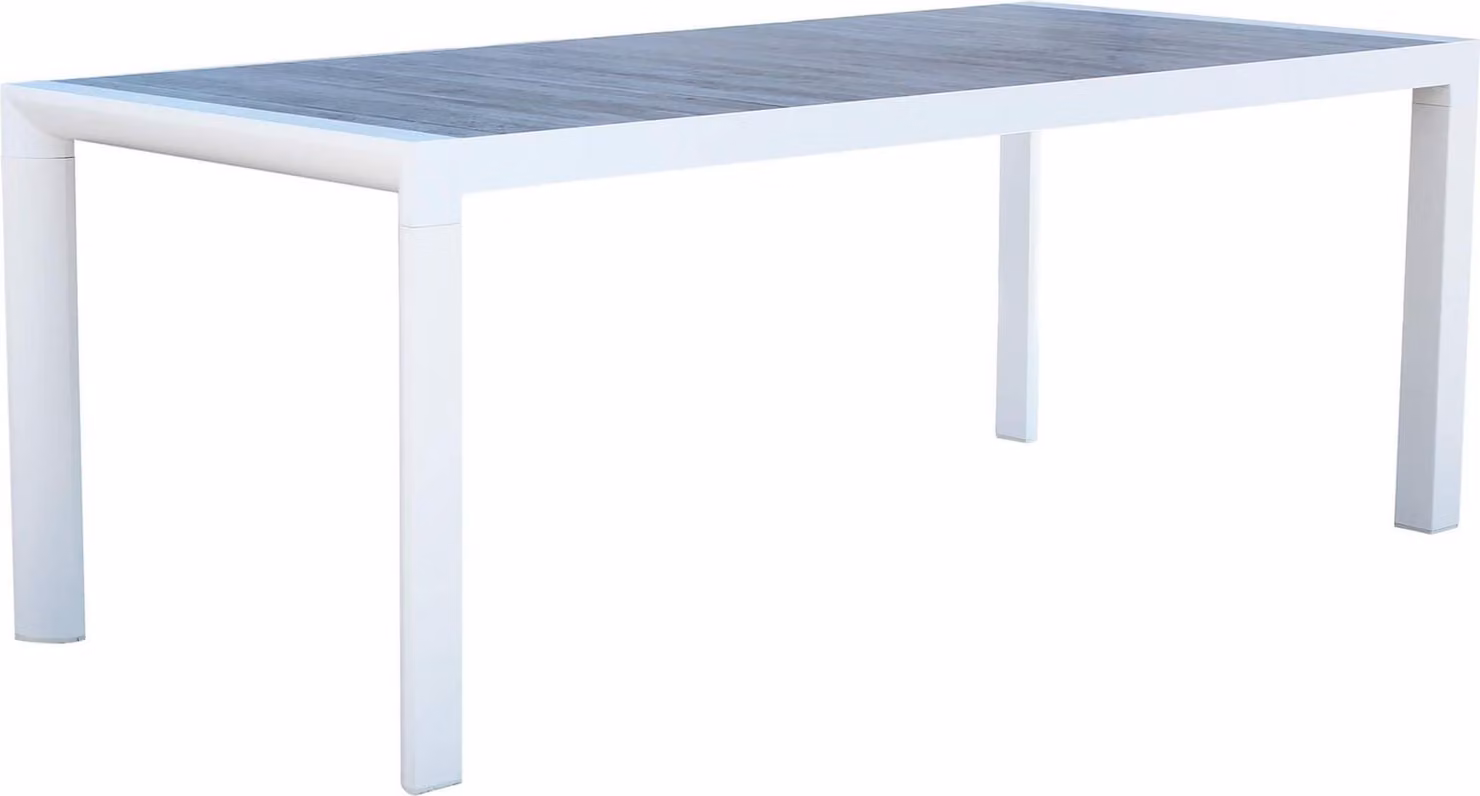 Milani Home - tavolo da giardino, alluminio e Vetroceramica, piano in Vetroceramica, 8 posti, bianco, piano 194.5 x 90 cm