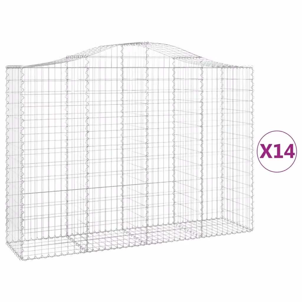 Set di 14 Cesti Gabbioni ad Arco Videx in Acciaio Zincato Colore Argento L: 200 cm, P: 50 cm, H: 140/160 cm – 2
