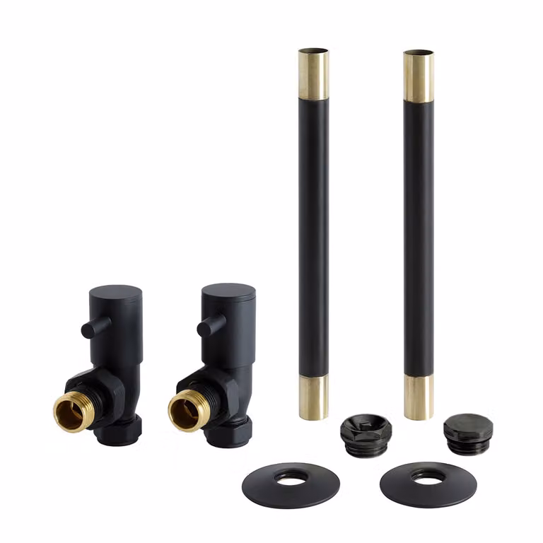 Set Tubi & Valvole Termostatiche Angolari Radiatori – Nero