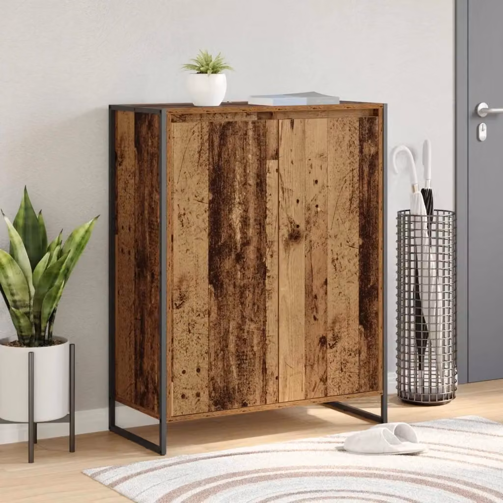 Mobile porta scarpe industrial DESIGN IN in legno e metallo marrone L: 79 cm, P: 36 cm, H: 100 cm – 2