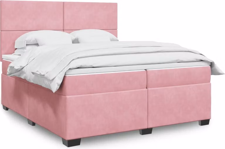 Maison Exclusive - Giroletto a Molle con Materasso Rosa 200x200 cm in Velluto