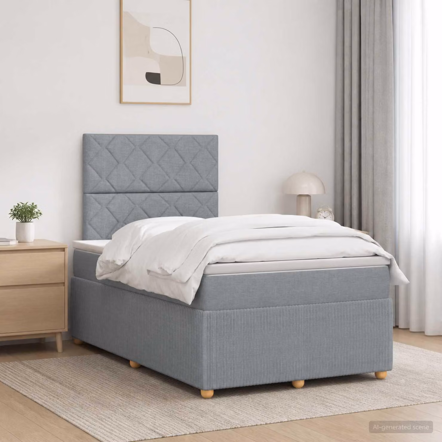 Maison Exclusive - Letto boxspring con materasso Grigio chiaro 120 x 190 cm Tessuto