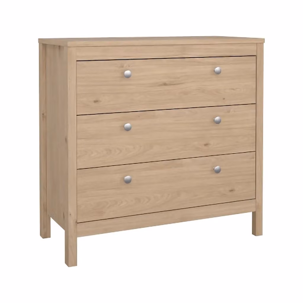 Cassettiera Sagar DMORA in stile moderno, mobile con cassetti per camera da letto o soggiorno, colore beige/marrone, L 82 cm x P 38 cm x H 80 cm – 2