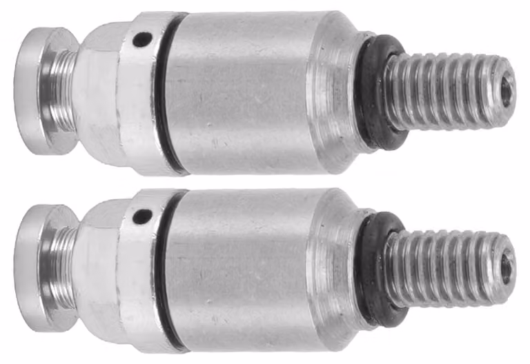 Valvole di sfiato Gabel, set da 2, filettatura M5x0,8, alluminio, colore argento