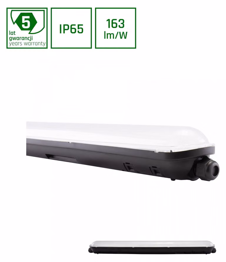 LIMEA GIGANT, lampada LED per ambienti umidi, 60 cm, 20W, luce bianca neutra, grado di protezione IP65, sigillata, colore nero