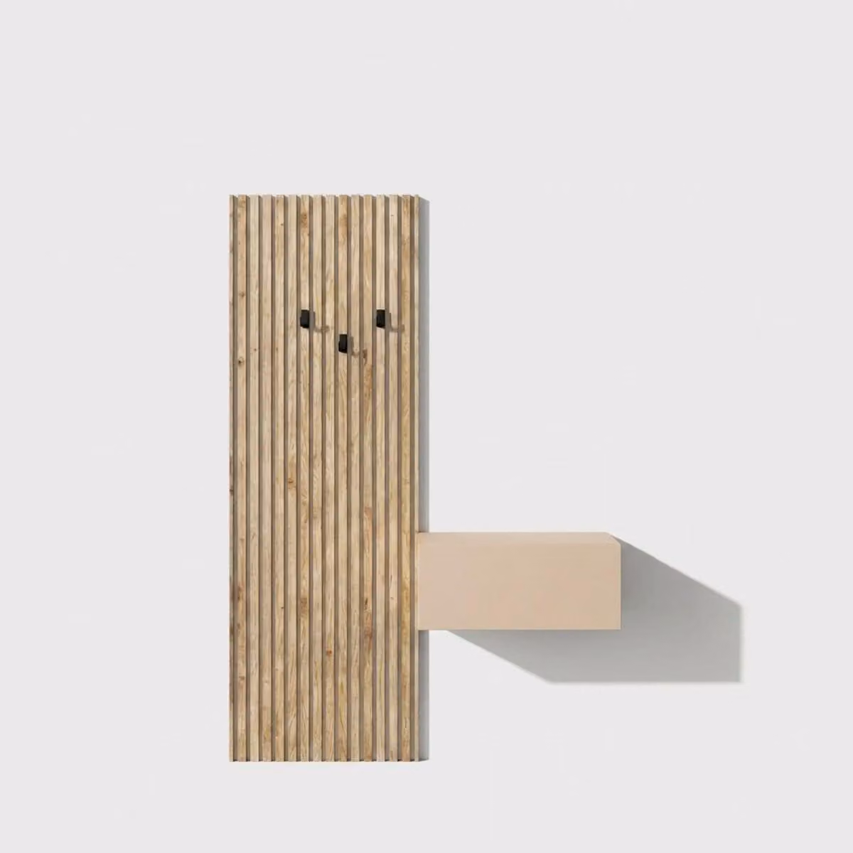 Mobili guardaroba per l'ingresso con pannello a lamelle e scomparti cubici aperti Composizione 299
