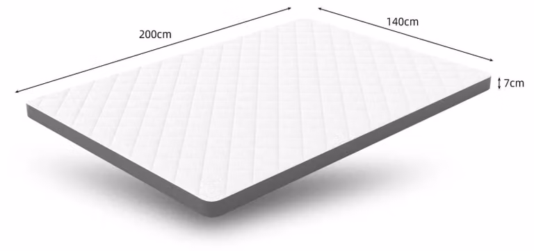 Materassi - Materasso in schiuma - Durezza media (H3) - Altezza 7 cm - Con 7 zone di supporto - Dimensioni 140x200 cm - Colore: bianco