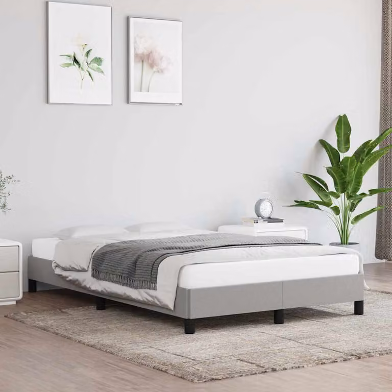 vidaXL Giroletto senza materasso in tessuto grigio con struttura in legno e doghe fisse L: 120 cm, P: 190 cm
