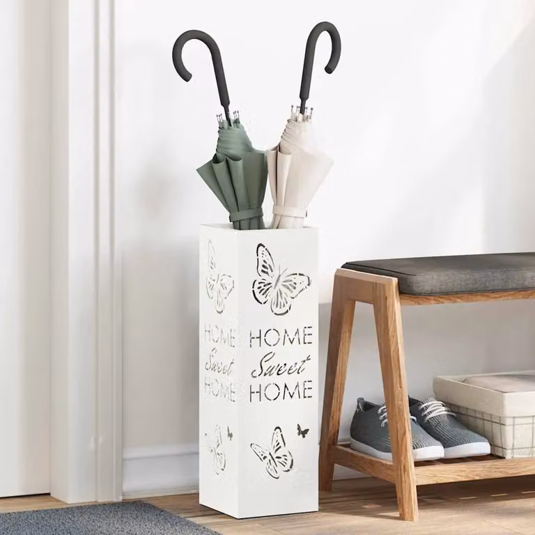 Stand per ombrelli da pioggia vidaXL in metallo bianco L/P/H: 15,5 x 15,5 x 49 cm