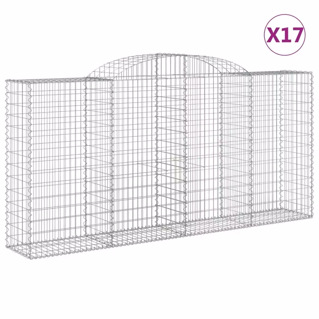 Set di 17 Cesti Gabbioni ad Arco Videx in Acciaio Zincato Colore Argento L: 300 cm, P: 50 cm, H: 140/160 cm – 2