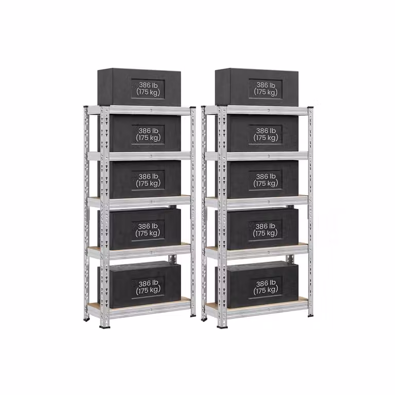 Scaffale robusto in metallo con ripiani regolabili, 30P x 75l x 150H cm / 2