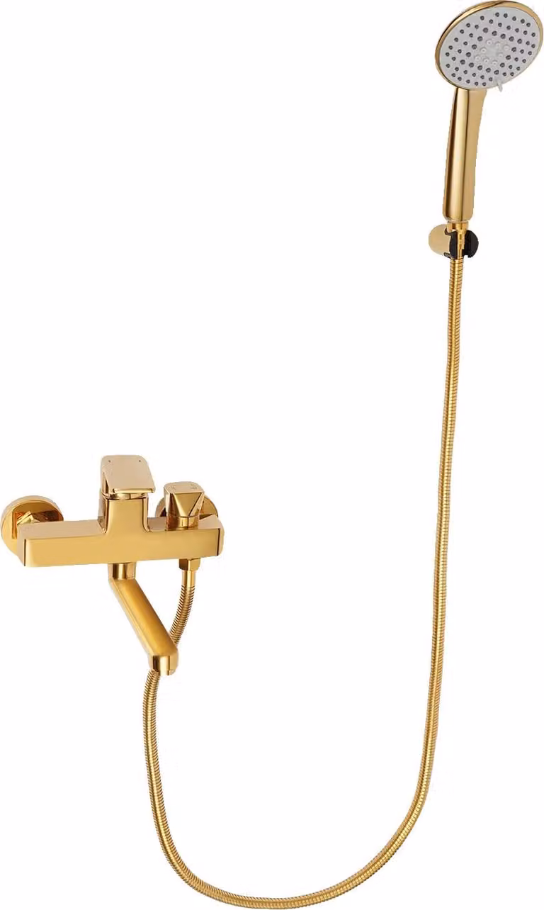 Set doccia, doccetta con 4 modalità di getto, design per montaggio a parete, oro
