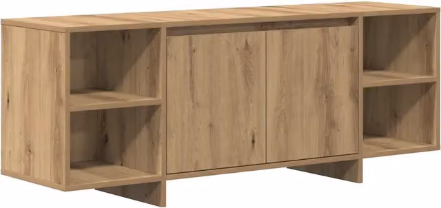 Mobile porta TV elegante in stile contemporaneo con vano contenitore, finitura rovere marrone opaco, L 130 cm x P 35 cm x H 50 cm – 1