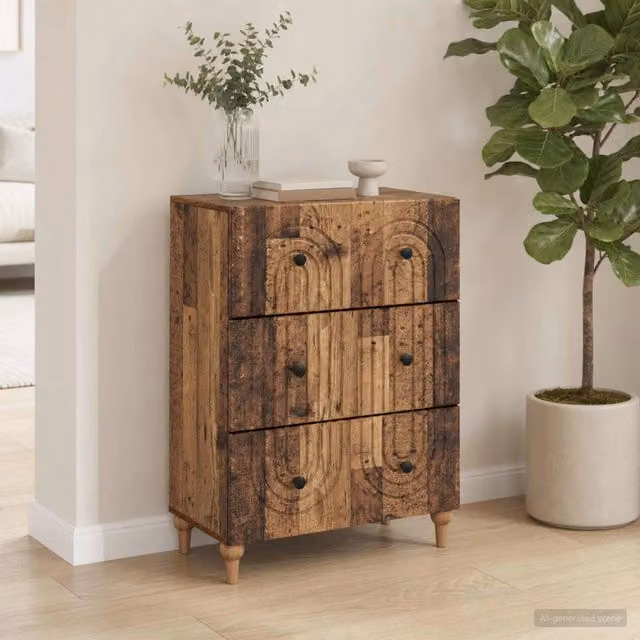 Mobile con Cassetti vidaXL in Legno Antico Marrone L: 66 cm, P: 34,5 cm, H: 90 cm – 1