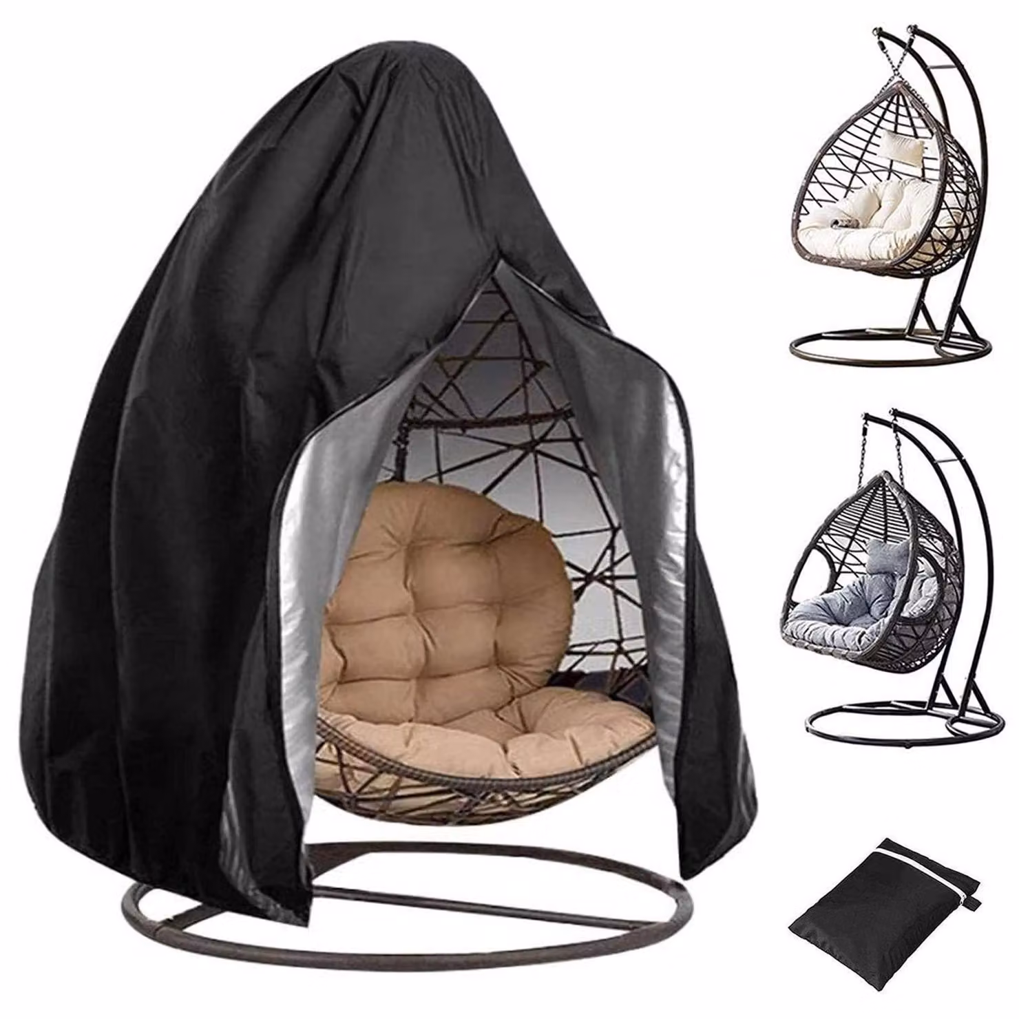 Copertura protettiva per sedia a dondolo, tessuto Oxford 210D, impermeabile, antivento, resistente ai raggi UV, colore nero, dimensioni 200 x 230 cm