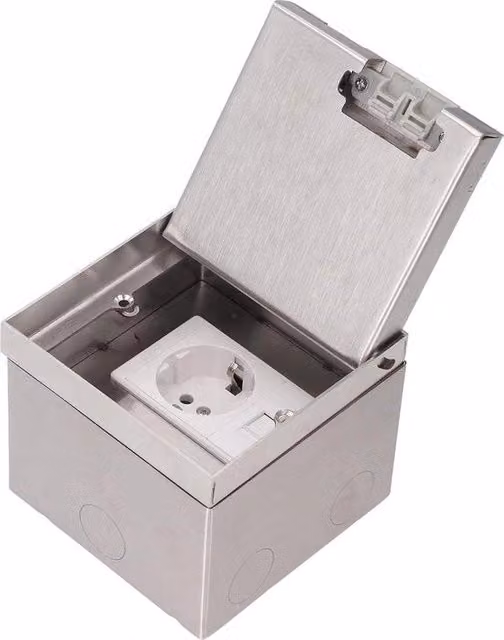 Presa di corrente EU con porta cavo in acciaio inossidabile argento 16A AC 250V per abitazioni e uffici