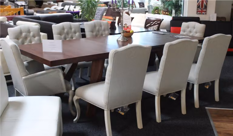 8x Designer Chesterfield Stuhl Set Polster Stühle XXL Textil Stoff Polster Stuhl