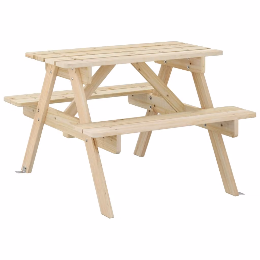 Tavolo da Picnic per 4 Bambini con Foro Ombrellone Legno Abete