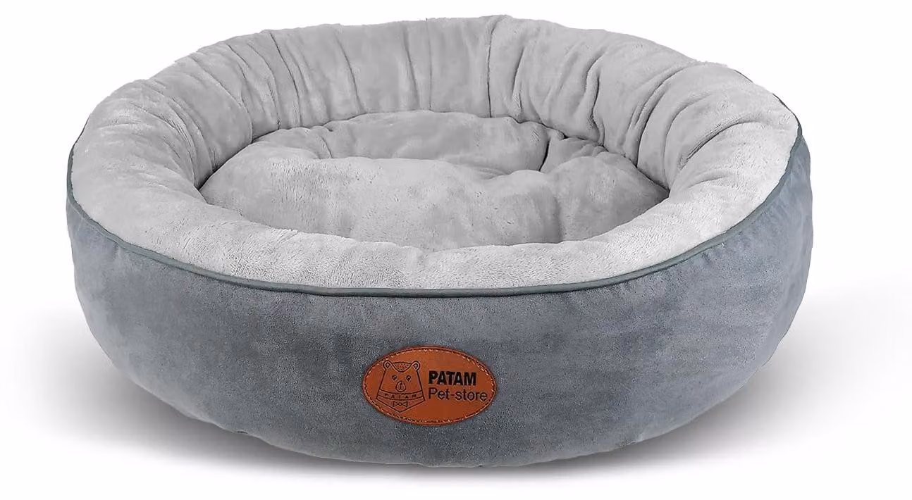 Cuccia per cani, diametro 61 cm, forma circolare, colore fucsia e grigio, antiscivolo, per animali domestici