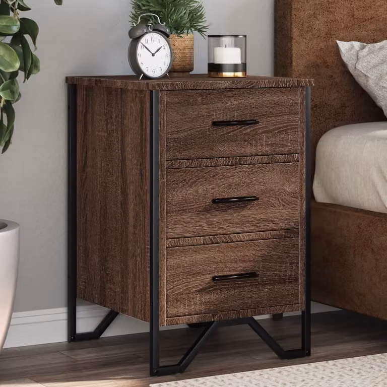Comodino moderno vidaXL in legno multistrato marrone L: 40 cm, P: 41 cm, H: 60 cm