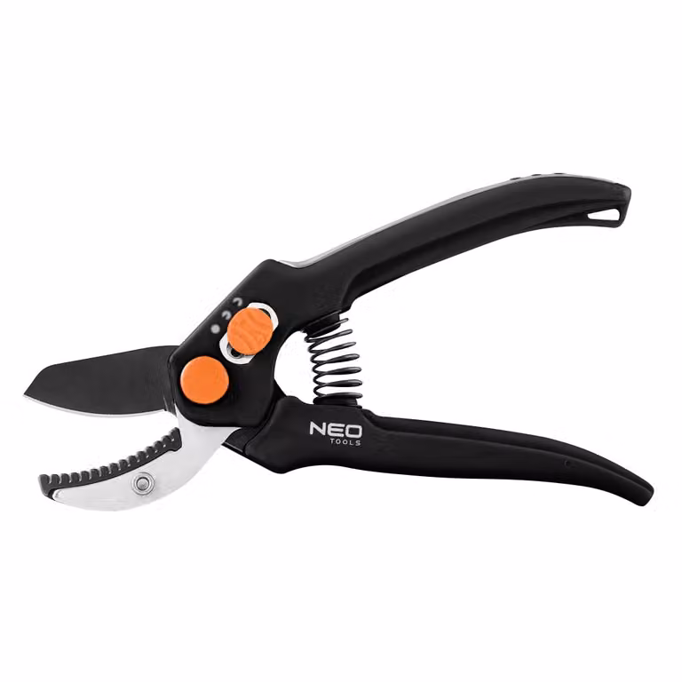 NEO TOOLS pinza a incudine 185 mm, portata fino a 15 mm, distanza regolabile, lame con rivestimento antiaderente, impugnatura ergonomica con componenti morbidi, per legno duro e secco