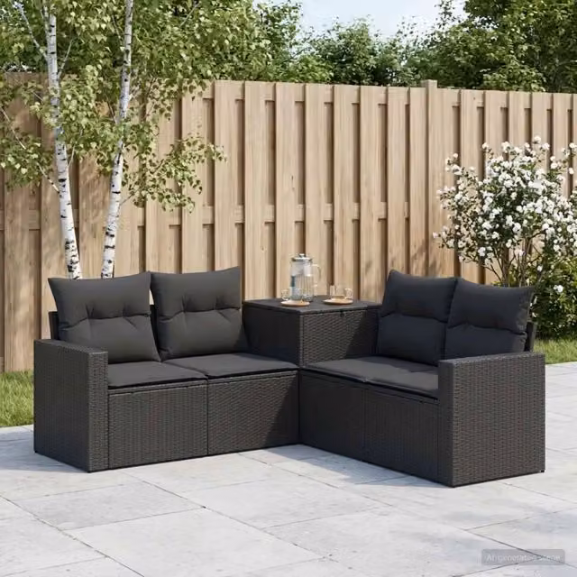 Set di divani 5 pz Nero 182,5 x 182,5 x 85 cm 3447851