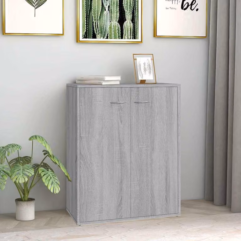 Credenza moderna vidaXL in legno MDF Grigio L: 60 cm, P: 30 cm, H: 75 cm
