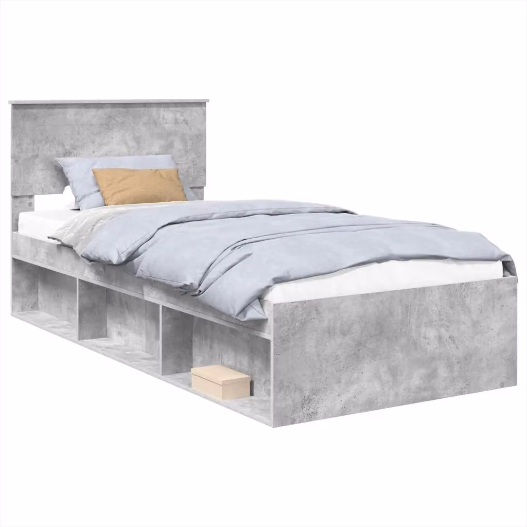 Struttura del letto con testiera e scompartimenti laterali vidaXL in tessuto Grigio L/P/H: 210 x 100 x 90 cm – 2