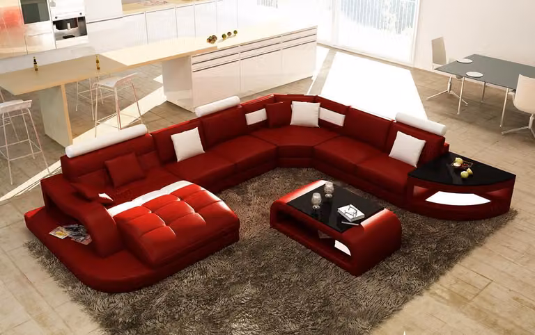 Luxus Designer Ecksofa Ledersofa Couch Polster Wohnlandschaft Leder Eckgarnitur