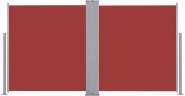 Tenda da sole laterale retrattile con schermo privacy per patio e giardino, in poliestere e acciaio, colore rosso e grigio, L: 600 cm, H: 170 cm