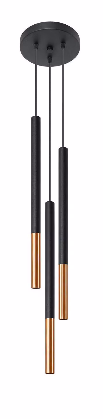 Lampada a sospensione MOZAICA 3P nero/rame 3xG9 8W acciaio 90x20x20cm Sollux Lighting