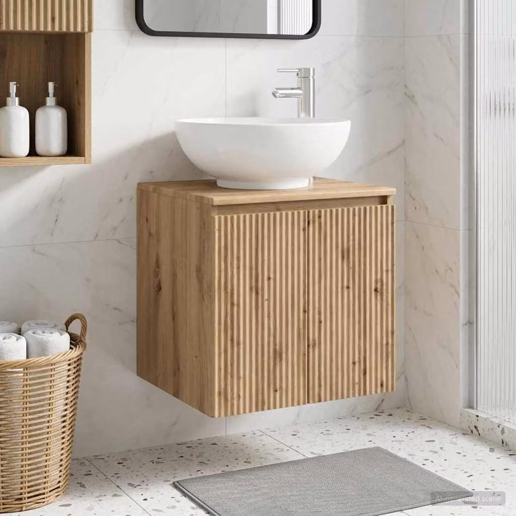 Mobile Lavabo da Parete vidaXL in Rovere Artigianale Marrone, L: 49,5 cm, P: 44,5 cm, H: 65 cm