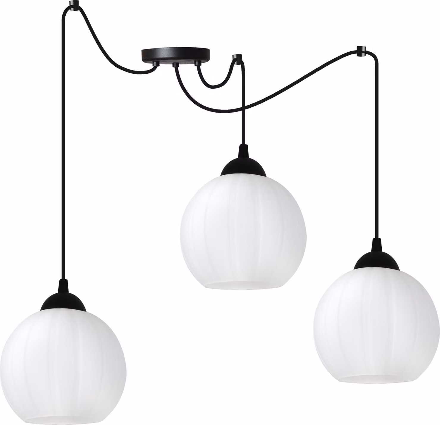 Costa Lampada a sospensione Spider nera – Lampada a sospensione a 3 luci con sfere bianche E27